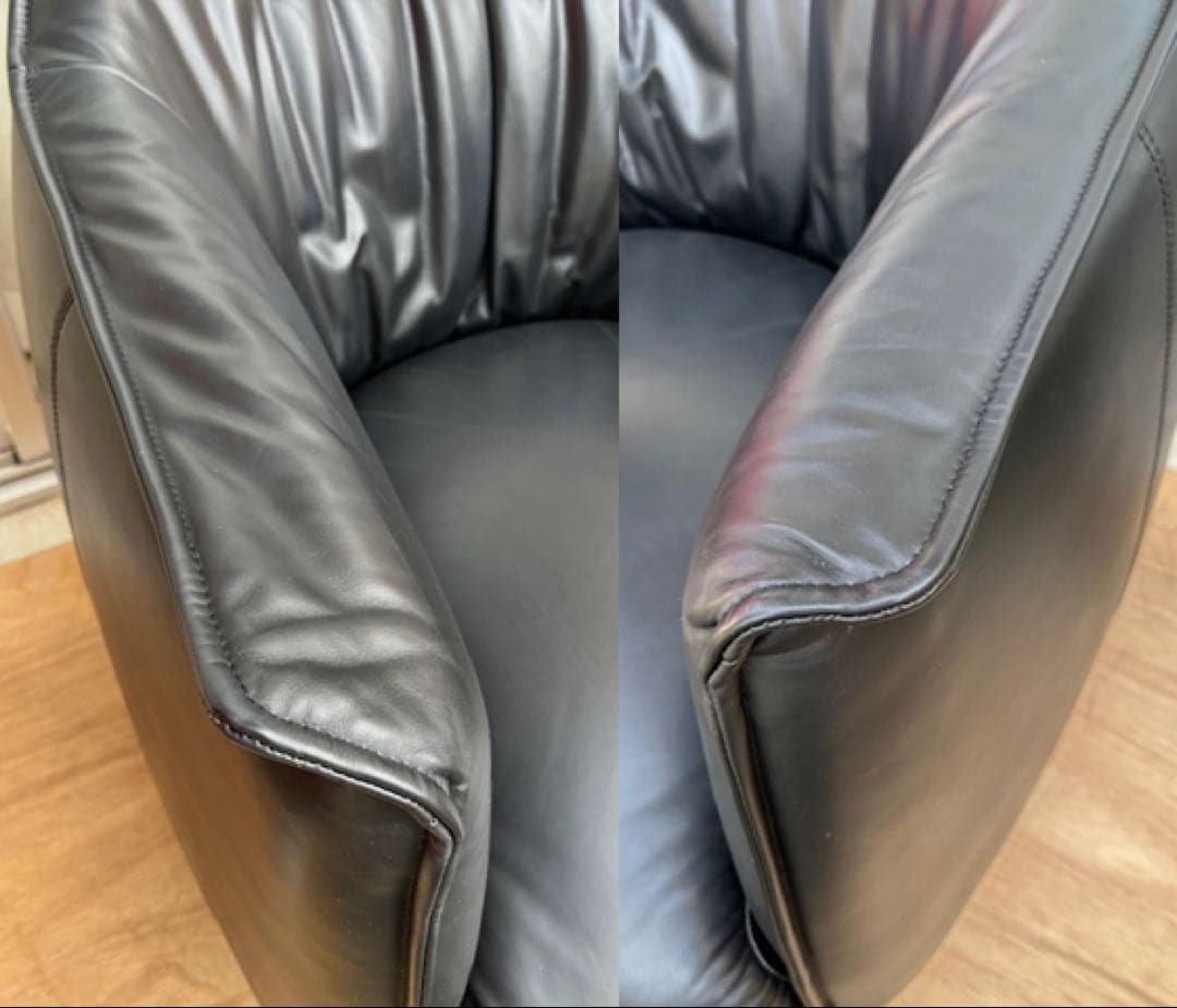 モダンスタイル　ラウンジチェア　② 本革張り　ミッドセンチュリー　シングルソファ