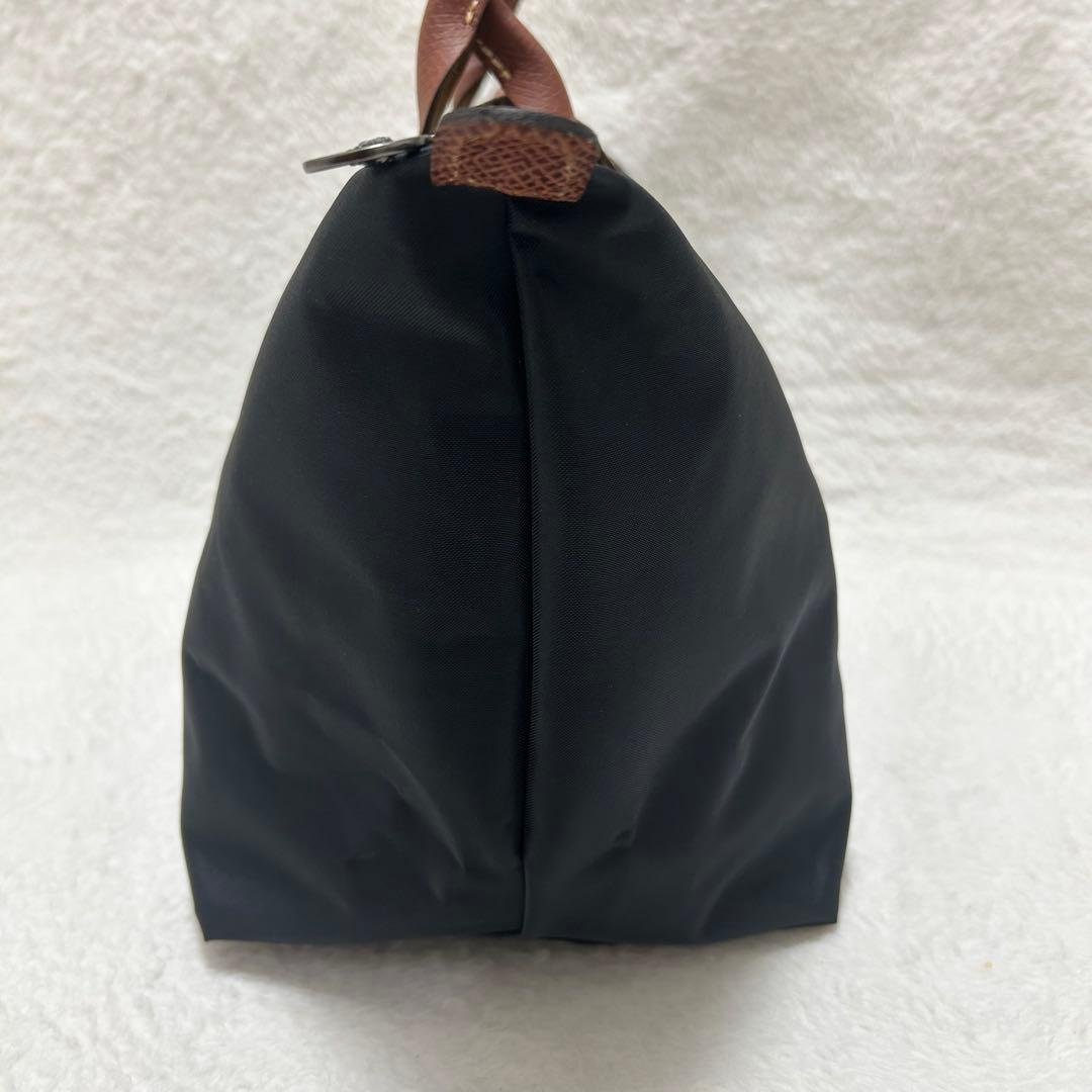 【極美品】ロンシャン ルプリアージュ M ブラック ブラウン ナイロン レザー