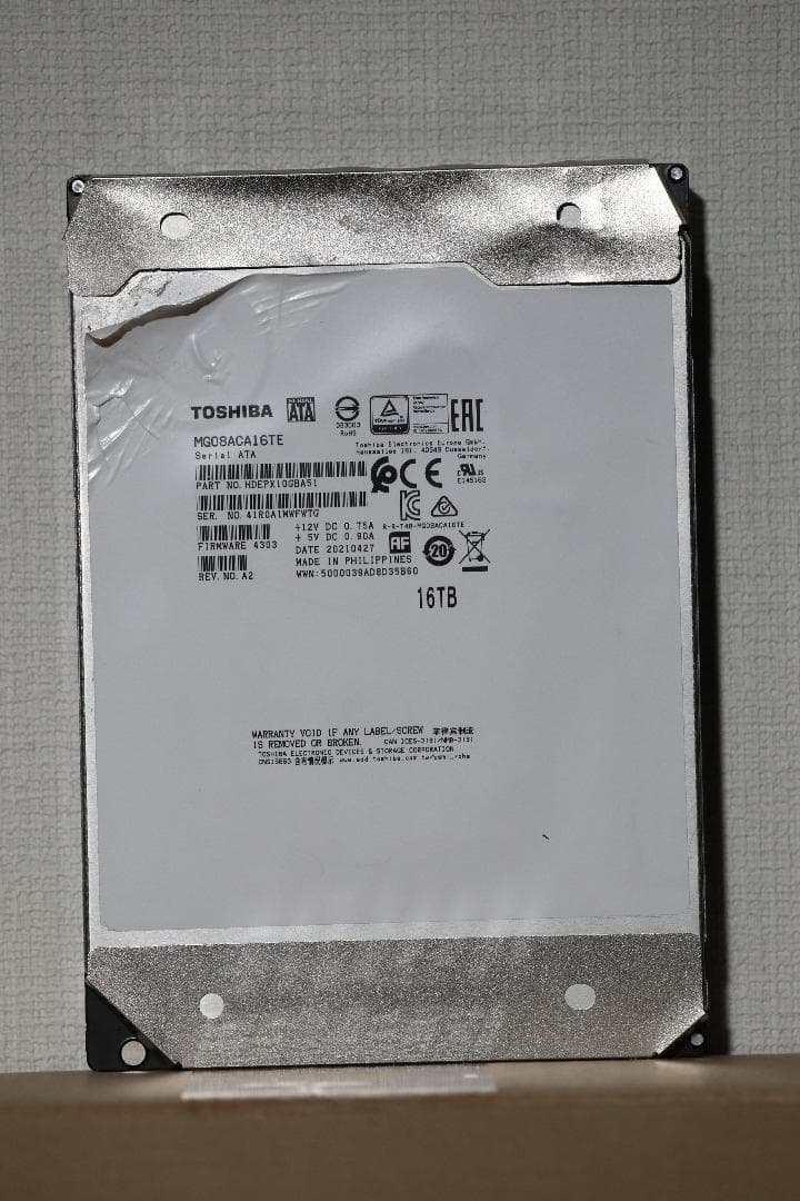【ジャンク】東芝 MG08ACA16TE 16TB 認識不可