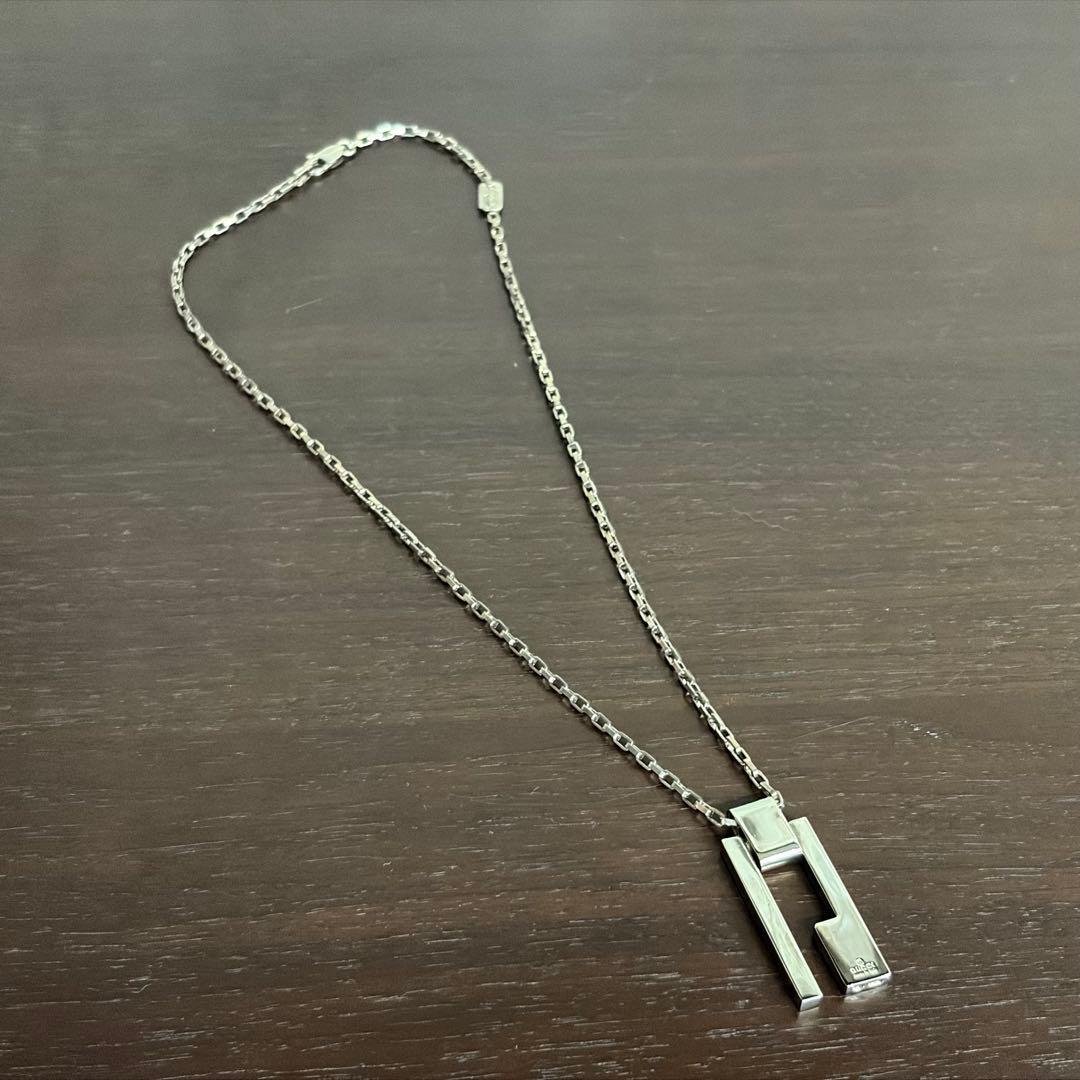 GUCCI グッチ　カットアウト Gロゴ　シルバーネックレス　925