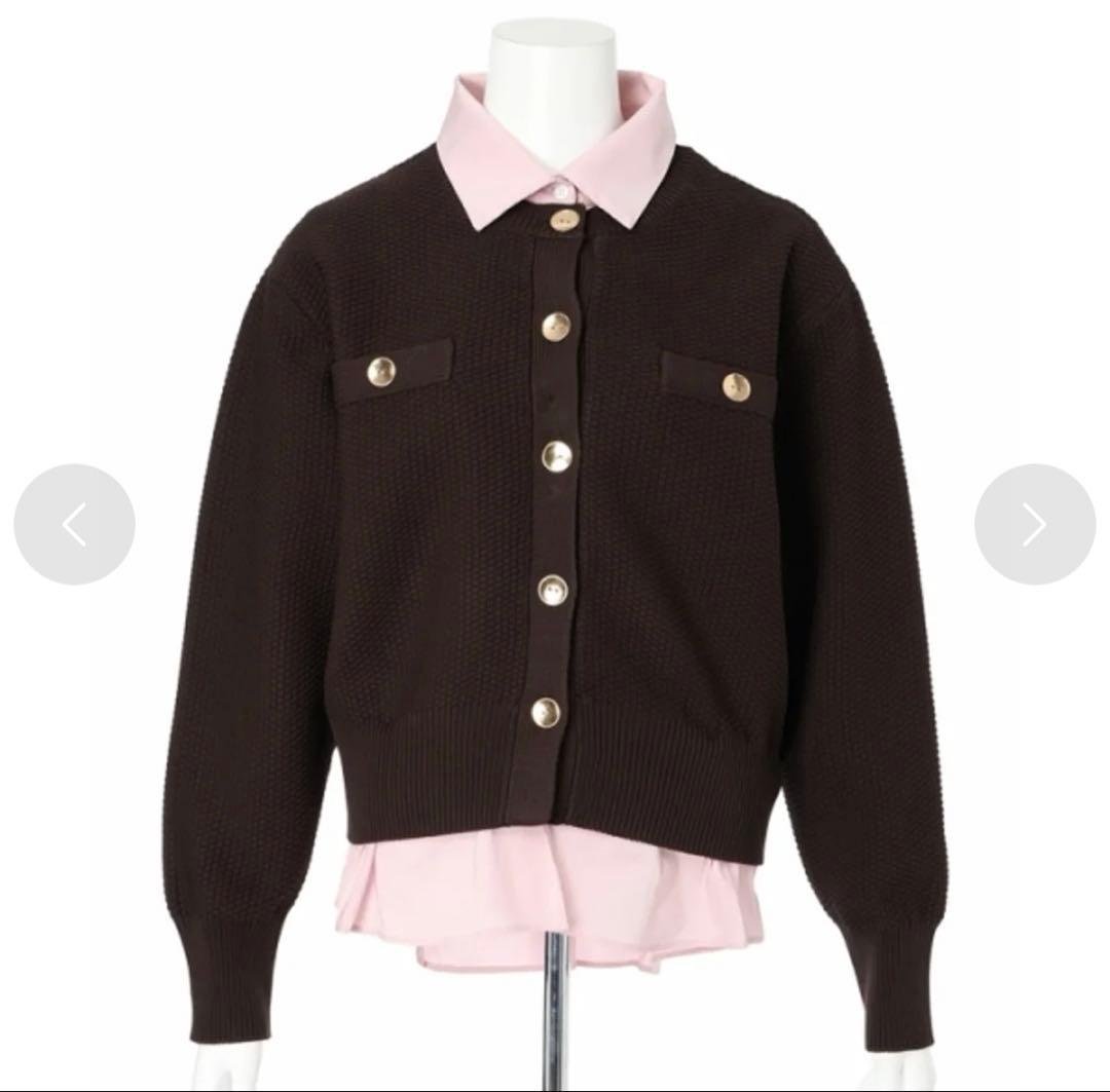 【美品】ジャスグリッティー 金ボタン ニットカーディガン ブラウン