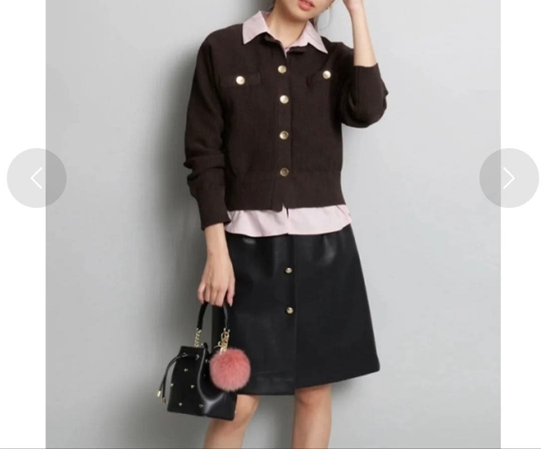 【美品】ジャスグリッティー 金ボタン ニットカーディガン ブラウン