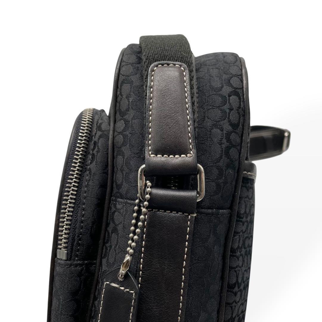 極美品　COACH コーチ　ショルダーバッグ　ミニシグネチャー　男女兼用　黒