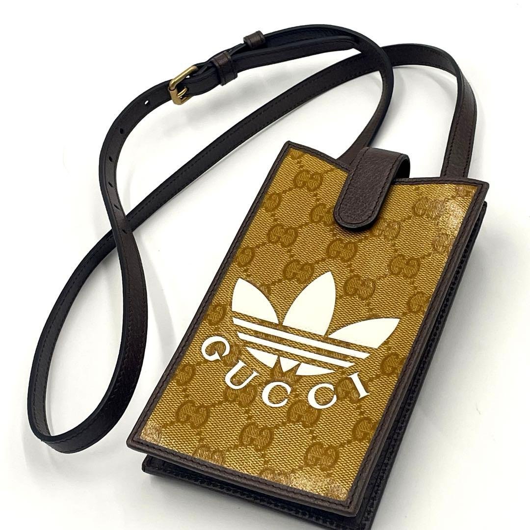 【未使用級】グッチ×アディダス 限定コラボ GGクリスタル フォーンショルダー