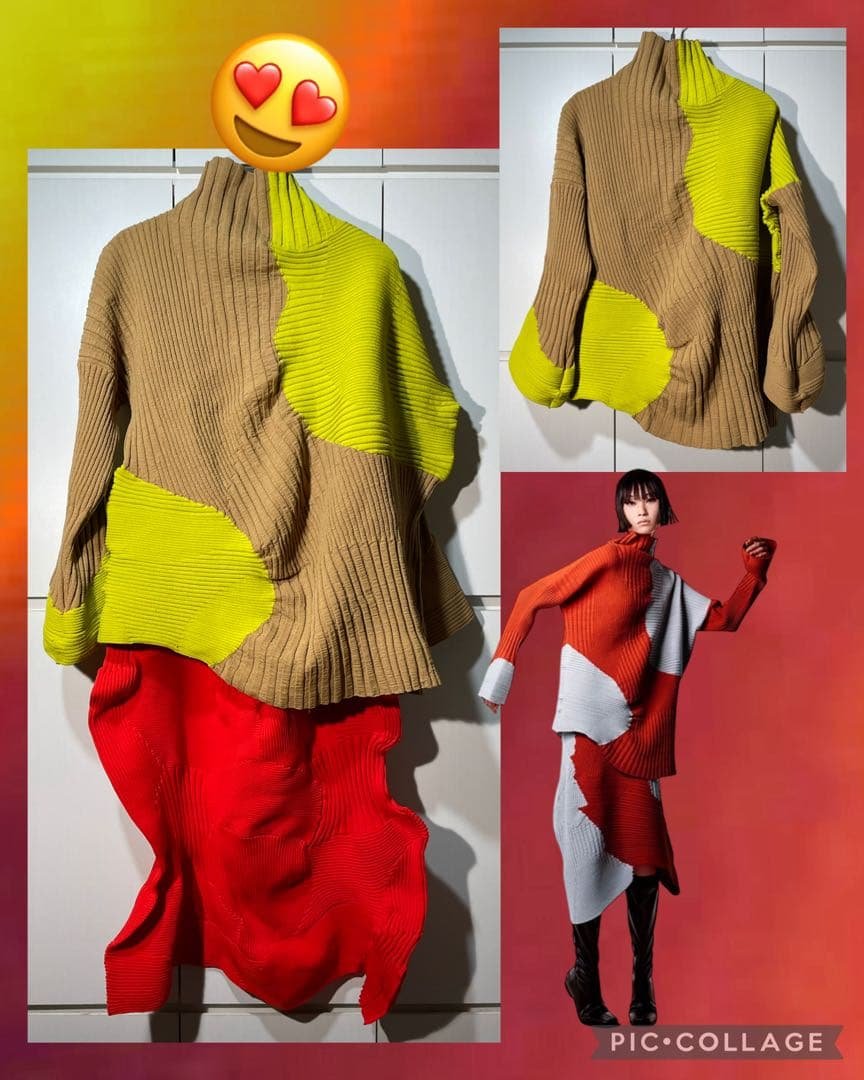 ISSEY MIYAKE 変形ニット トップス ベージュ黄 イッセイミヤケ