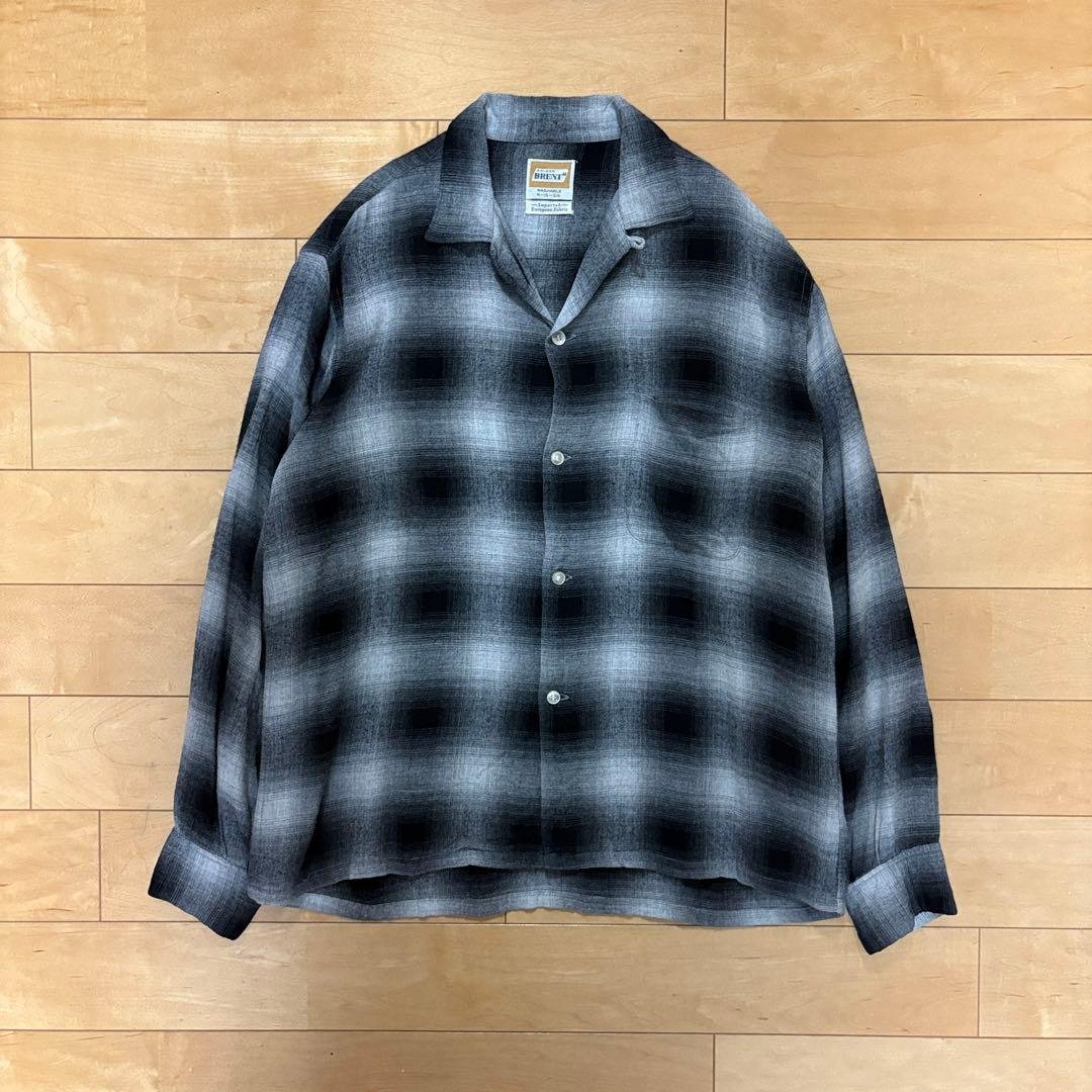 【希少】60s Brent 白黒 オンブレチェックシャツ レーヨン