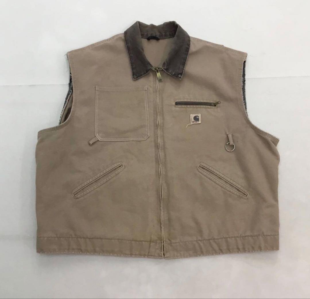 へ*ち様 【希少】Carhartt デトロイトジャケット リメイクベスト ヴィン