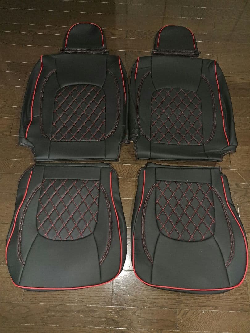 トヨタ 200系 ハイエース S-GL シートカバー ステッチ赤フロントのみ