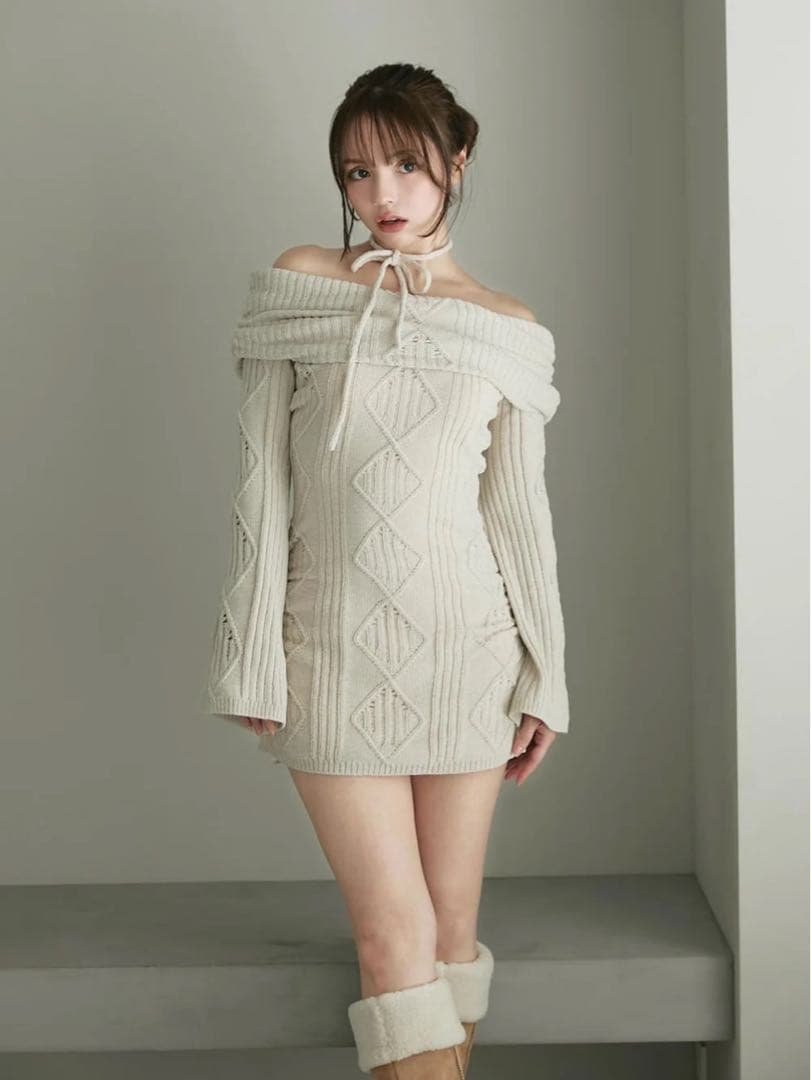 【andmaryアンドマリー】Cameron cable knit mini
