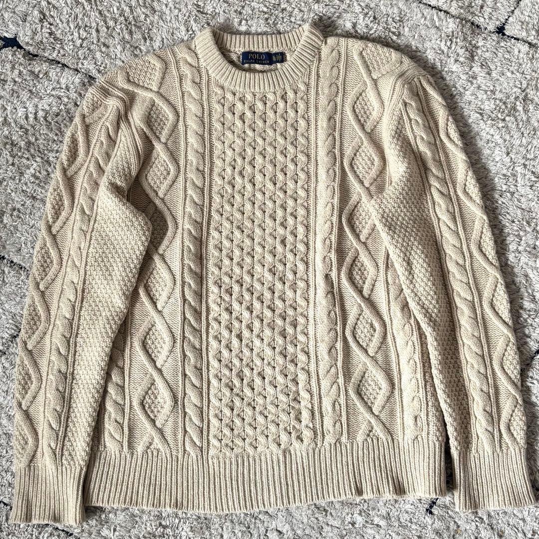【美品✨】XL ポロラルフローレン　ケーブルニット　アランニット　カシミヤ