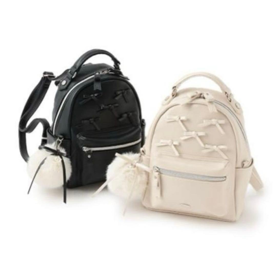 メゾピアノジュニア　ファーぼん天チャームつきリボンいっぱい合皮リュック