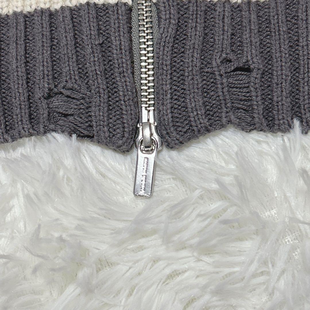 メゾンスペシャル Front Zip Mesh Border Knitwear