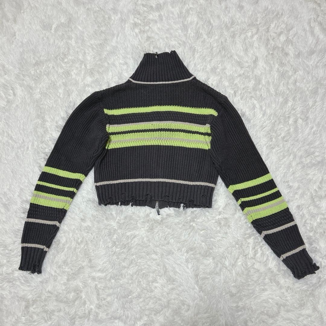 メゾンスペシャル Front Zip Mesh Border Knitwear