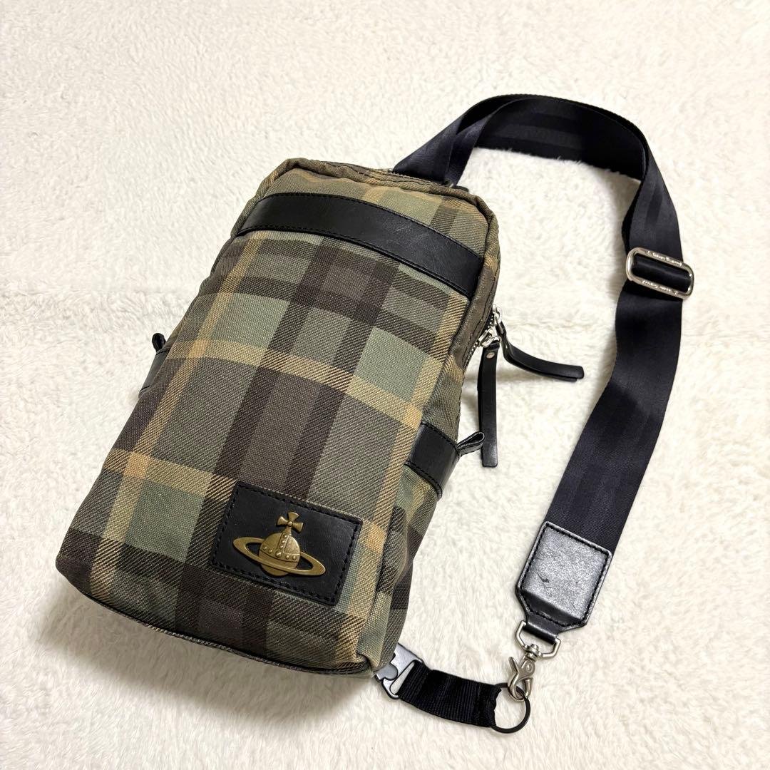 ヴィヴィアンウエストウッド キャンバス×レザー ワンショルダー ボディーバッグ