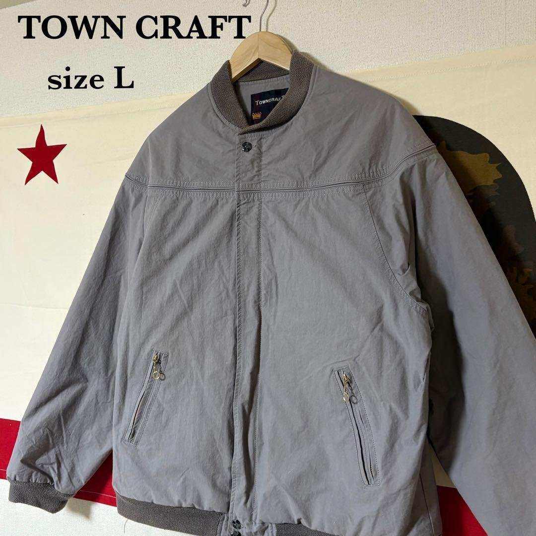 TOWN CRAFT ダービージャケット グレー サイズL 裏地ペイズリー 古着