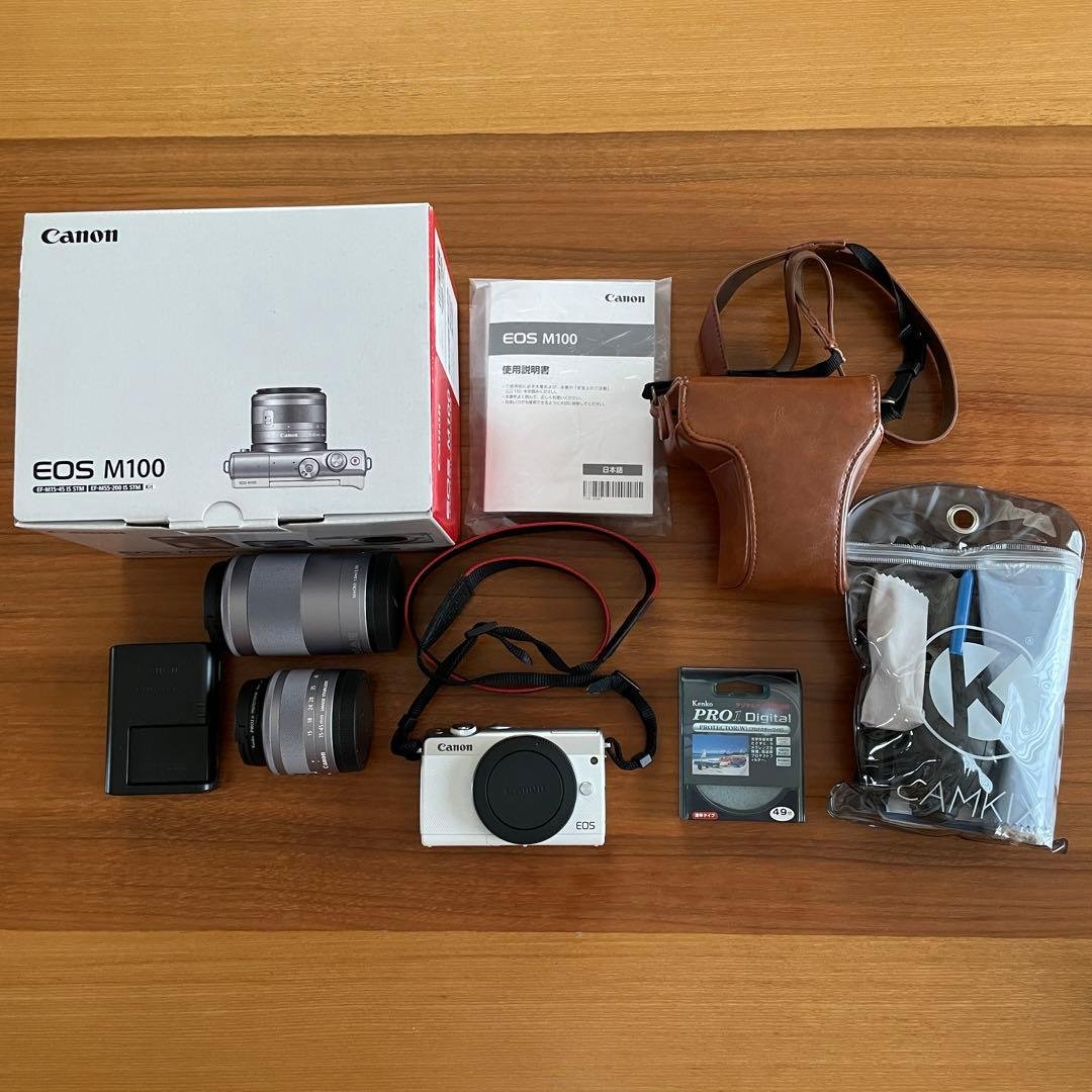 Canon EOS M100 ホワイト ダブルレンズキット　おまけ付き