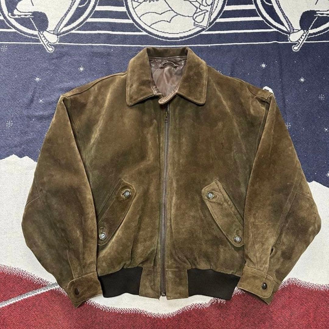 90s 牛革スウェードレザージャケット　G9型　ハリントンジャケット　ブラウン