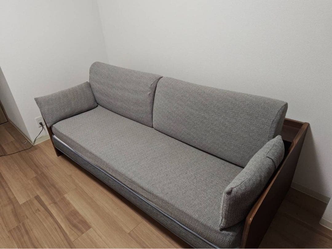 ソファーベッド　3way ニトリ　グレー×ウォルナット