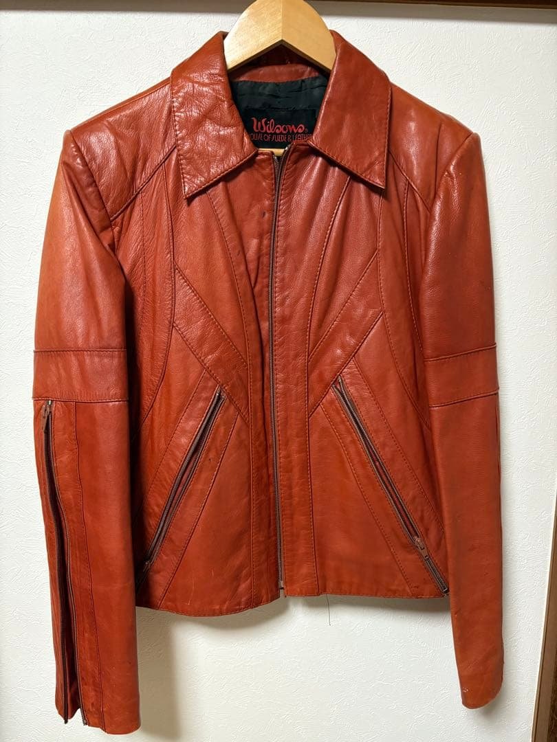 Wilson's オレンジレザーライダースジャケット