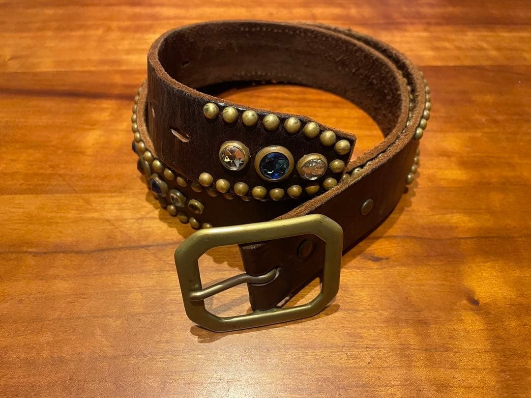 HTC レザー スタッズベルト MADE IN USA 34