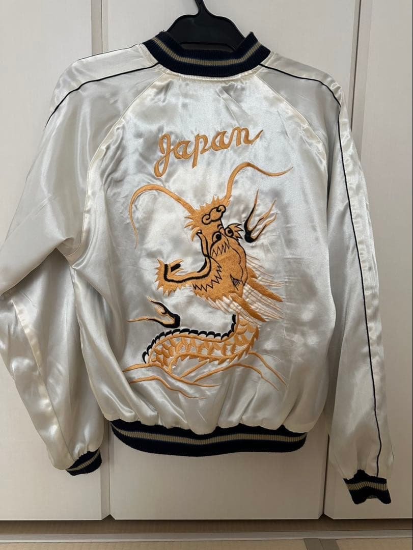 スカジャン スカルとドラゴン刺繍