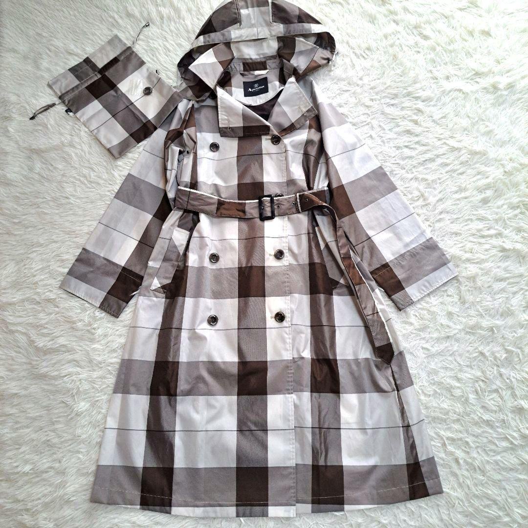 【美品】【Aquascutum】トレンチデザイン チェック レインコート
