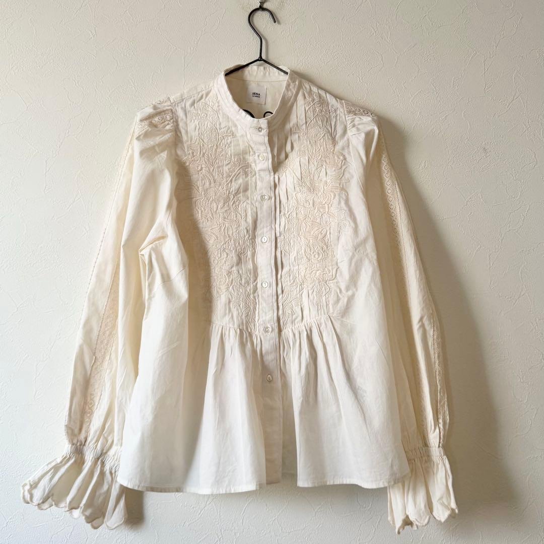 IENA LA BOUCLE 2024AW ピンタックエンブロイダリーブラウス