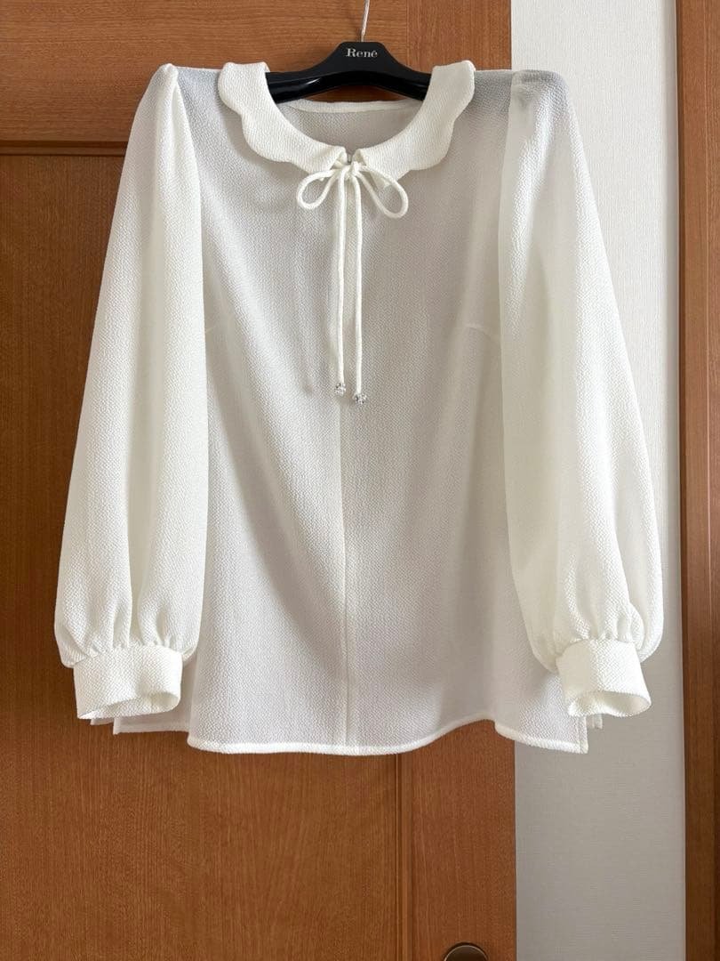 最終値下 ルネ スカラップカラー ブラウス 34 ホワイト