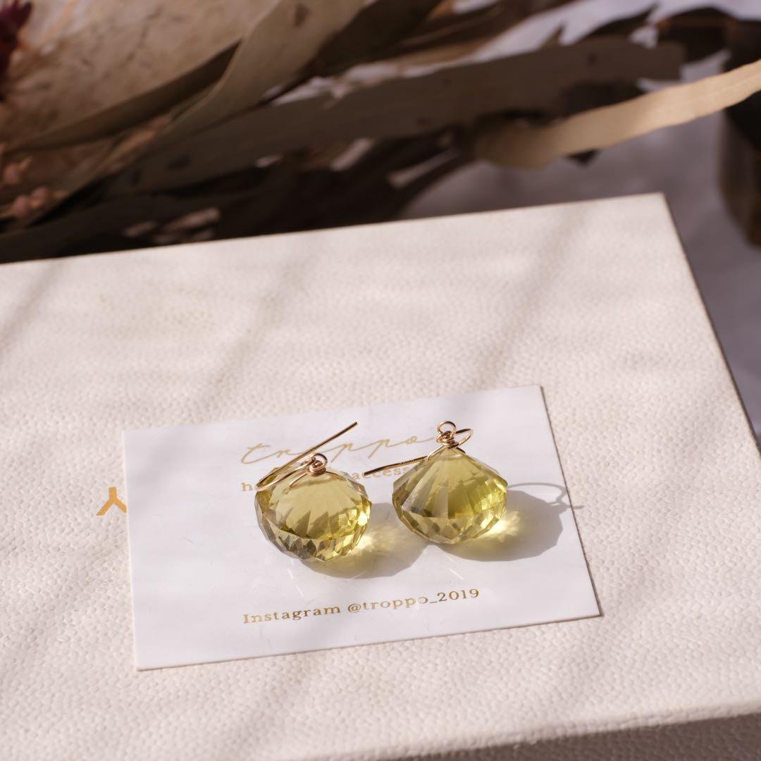 maumaumau14kgfピンクアメジストコンケーブカットピアス