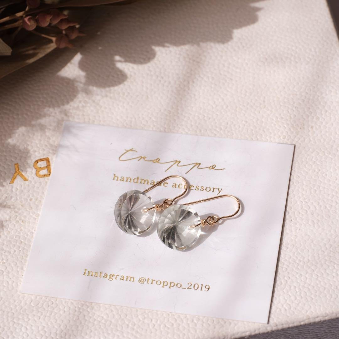 maumaumau14kgfピンクアメジストコンケーブカットピアス