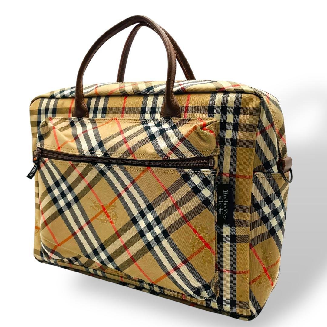 美品 BURBERRY ビジネスバッグ キャンバス ノバチェック シャドーホース
