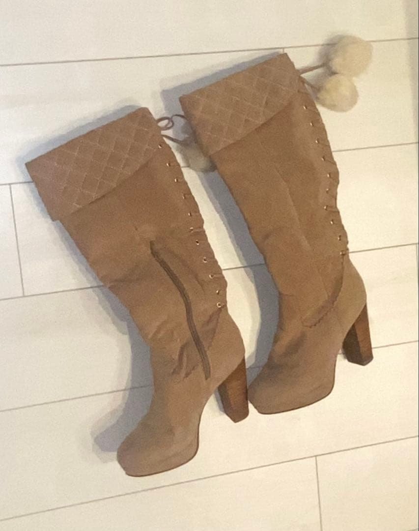 LIZLISA スエード キルティング ロングブーツ L