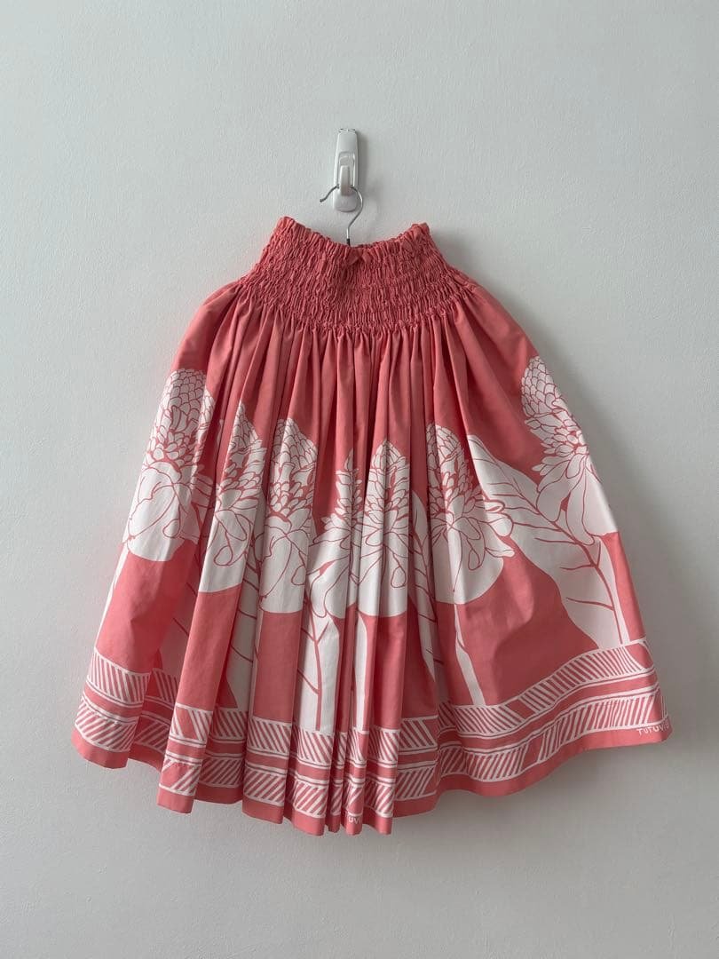 TUTUVI フラダンス用花柄スカート ピンク トーチジンジャー