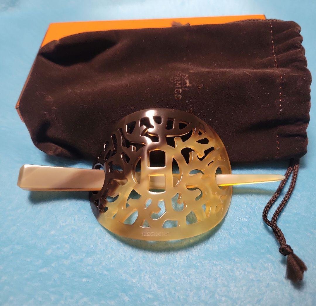 HERMES 【新品未使用】バッファローホーン　ヘアアクセサリー　かんざし