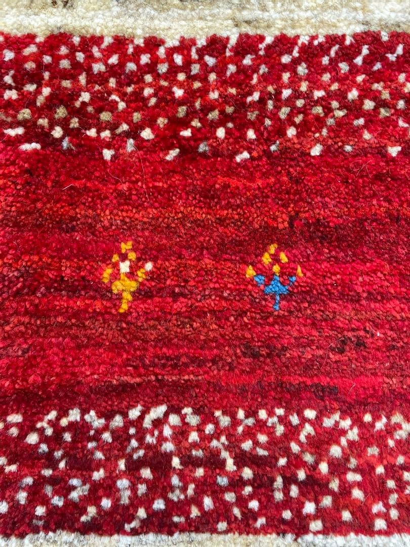 百ちゃん様用　新品　ペルシャ絨毯　手織り　ギャッベ　茜色　山羊　150×50cm