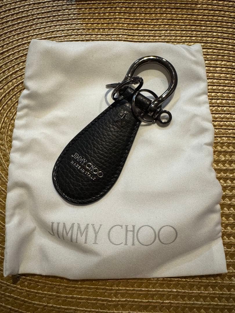 JIMMY CHOO ブラック レザー キーホルダー