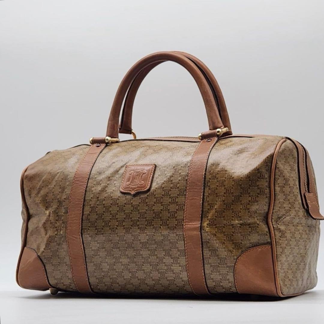 セリーヌ　マカダム柄　PVC ハンド　ボストンバッグ　 e369