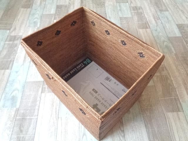 B4長方形ボックス●フタ付●柄入●アタ●バリ島●1002●特大サイズ