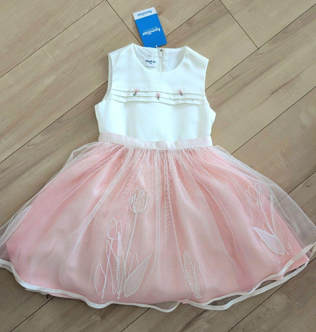 ファミリア　ワンピース　ドレス　 100cm　結婚式　発表会　ピンク　日本製