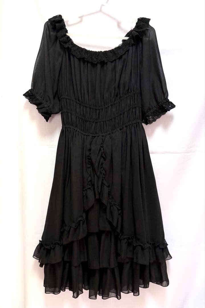 アトリエピエロ シフォン ワンピース 黒