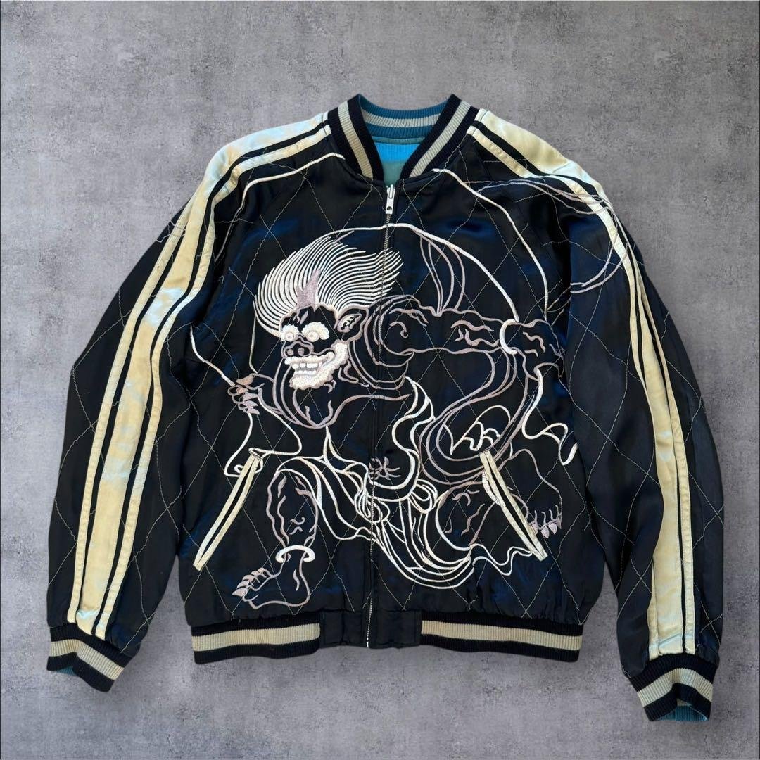 花旅楽団　リバーシブルスカジャン　風神雷神　SCRIPT レーヨン　和柄