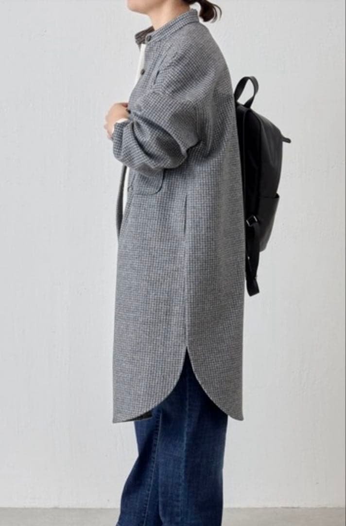 [美品]BEARDSLEY ウールライクシャツコートチェック柄