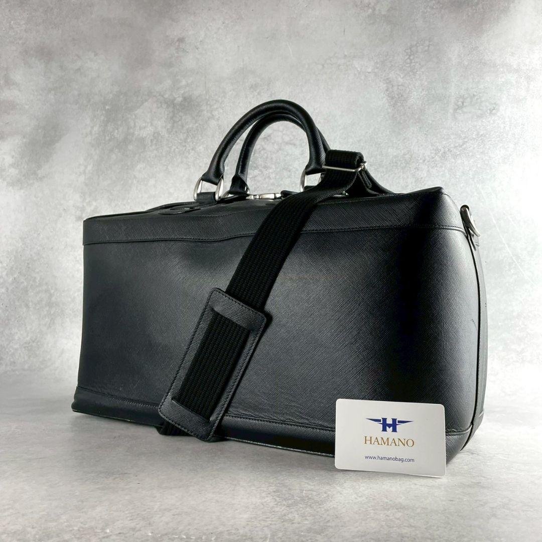 ハマノ hamano ボストンバッグ 2way 黒 ブラック レザー 希少