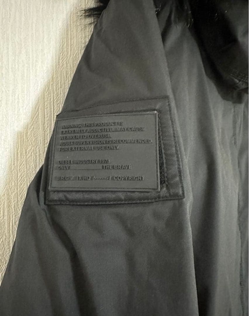 DIESEL ファー付きモッズコート　ダウン　黒