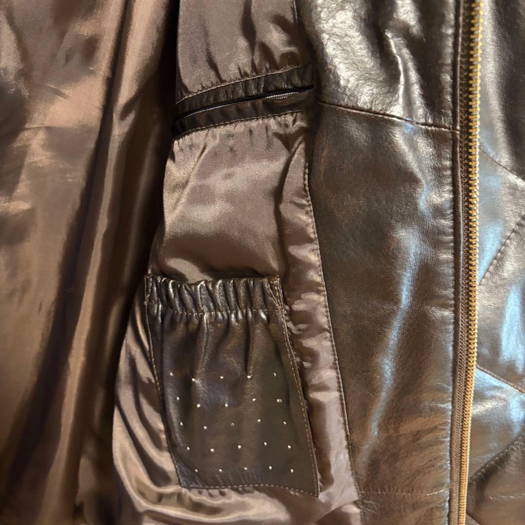 レザー 中綿ジャケット キルティング