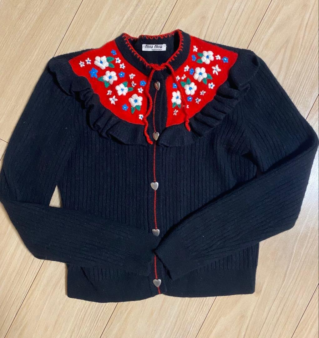 MIU MIU 花柄刺繍 カーディガン