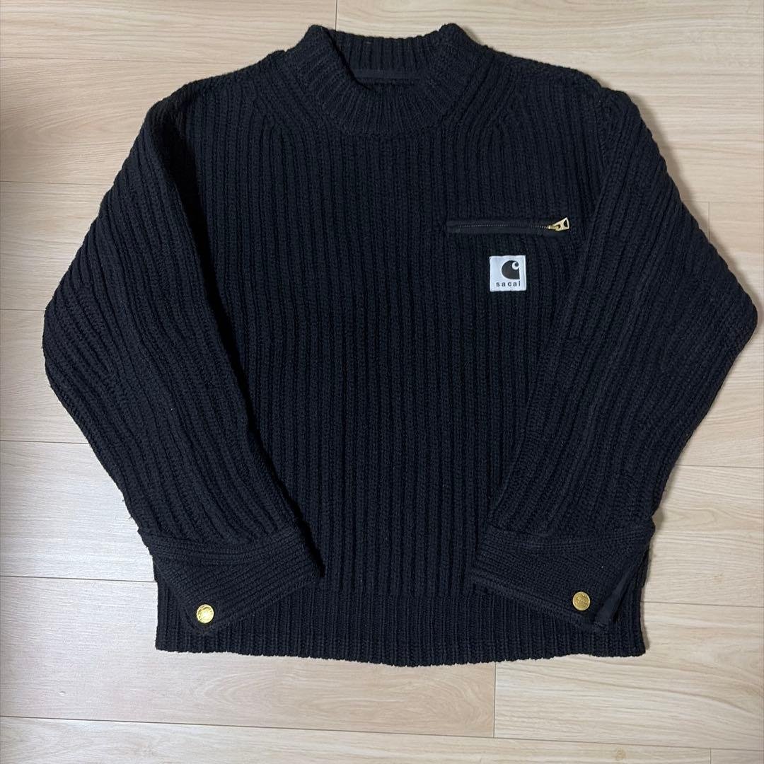 sacai Carhartt WIP ニット プルオーバー デトロイト 黒 2